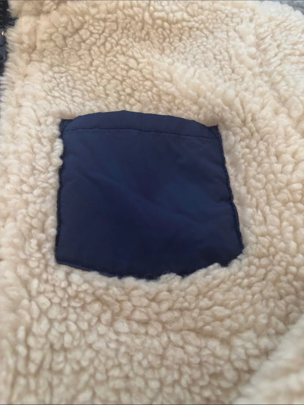 NWOT Janie and Jack Cream Sherpa Jacket with Navy Trim